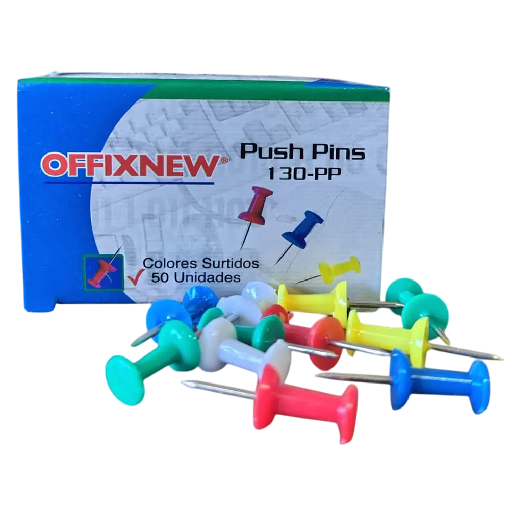 PUSH PINS COLORES SURTIDOS CAJA 50 UNIDADES OFFIXNEW