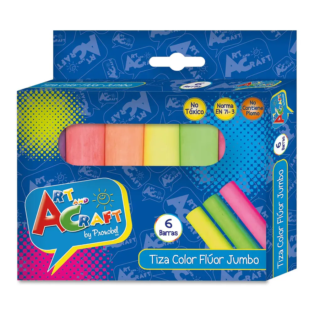 TIZA JUMBO COLORES FLUOR 6 UNIDADES CAJA