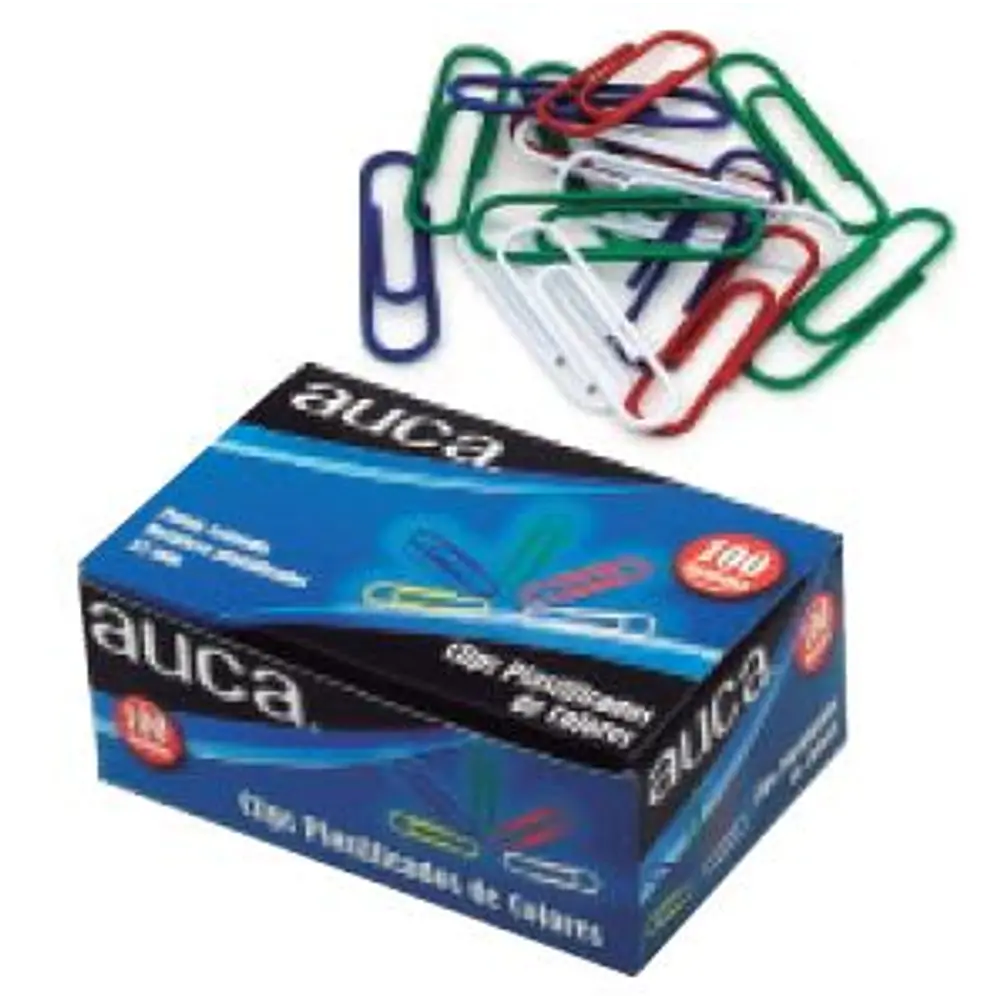 CLIPS PLASTIFICADOS COLORES 100 UNIDADES