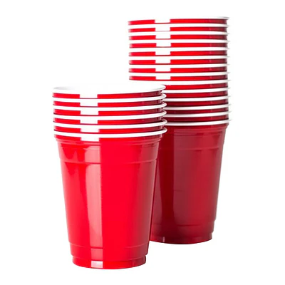 VASO PLASTICO ROJO BLANCO 450 ML.