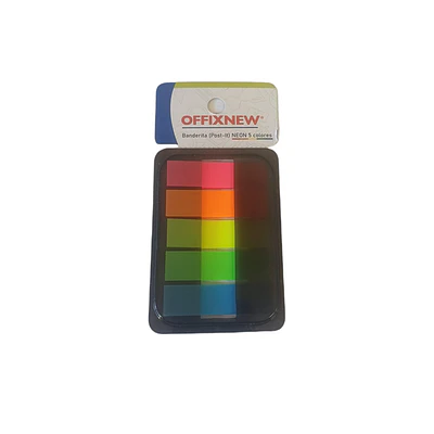 BANDERITA NEON 5 COLORES 1.25 x 4.3 CMS OFFIXNEW