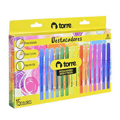 SET DESTACADORES 15 COLORES TORRE