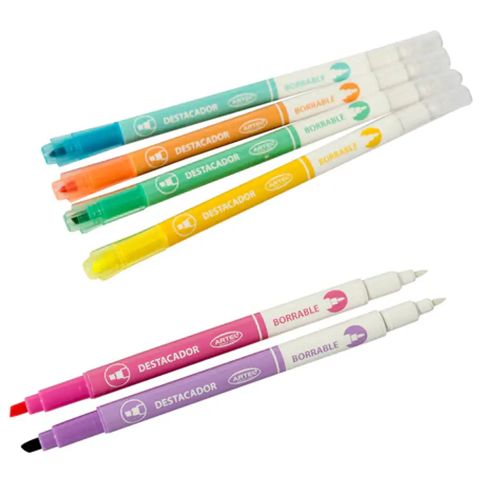 SET DESTACADORES BORRABLES PASTEL 6 UNIDADES
