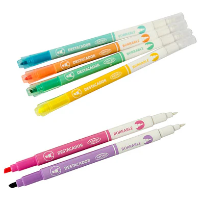 SET DESTACADORES BORRABLES PASTEL 6 UNIDADES