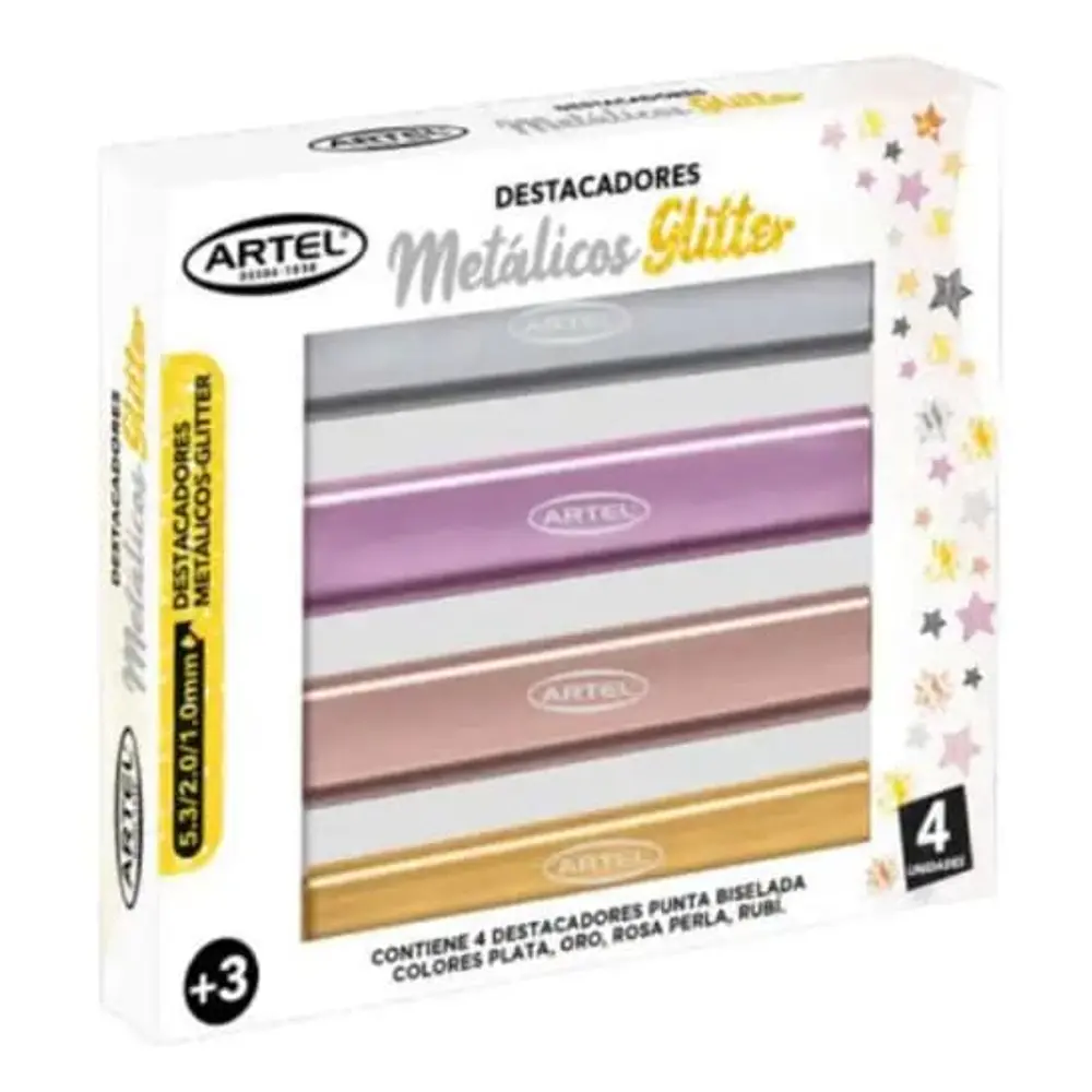SET DESTACADORES METALICOS GLITTER 4UNDS