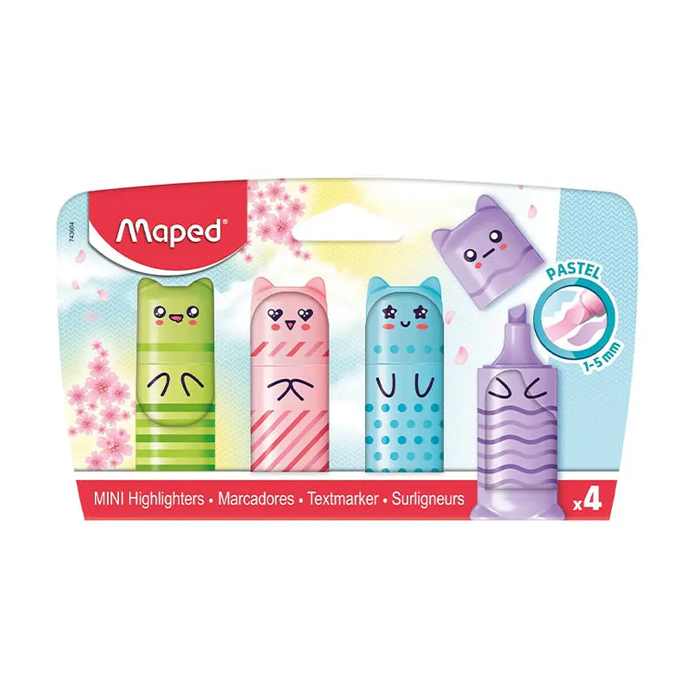SET DESTACADORES MINI PASTEL POCKET 4 UNIDADES