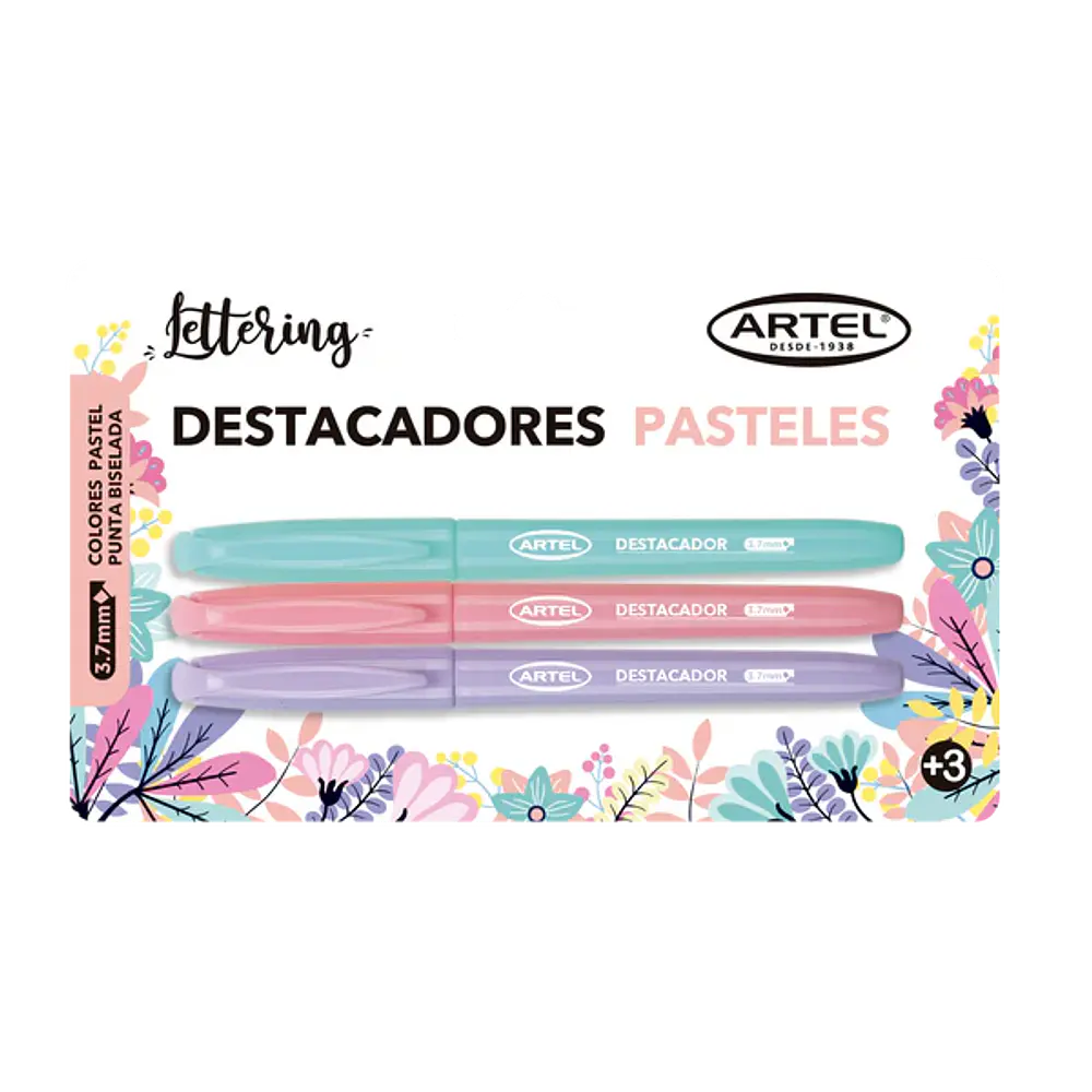 SET DESTACADORES PASTEL 3 UNIDADES