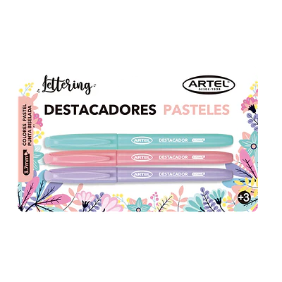 SET DESTACADORES PASTEL 3 UNIDADES
