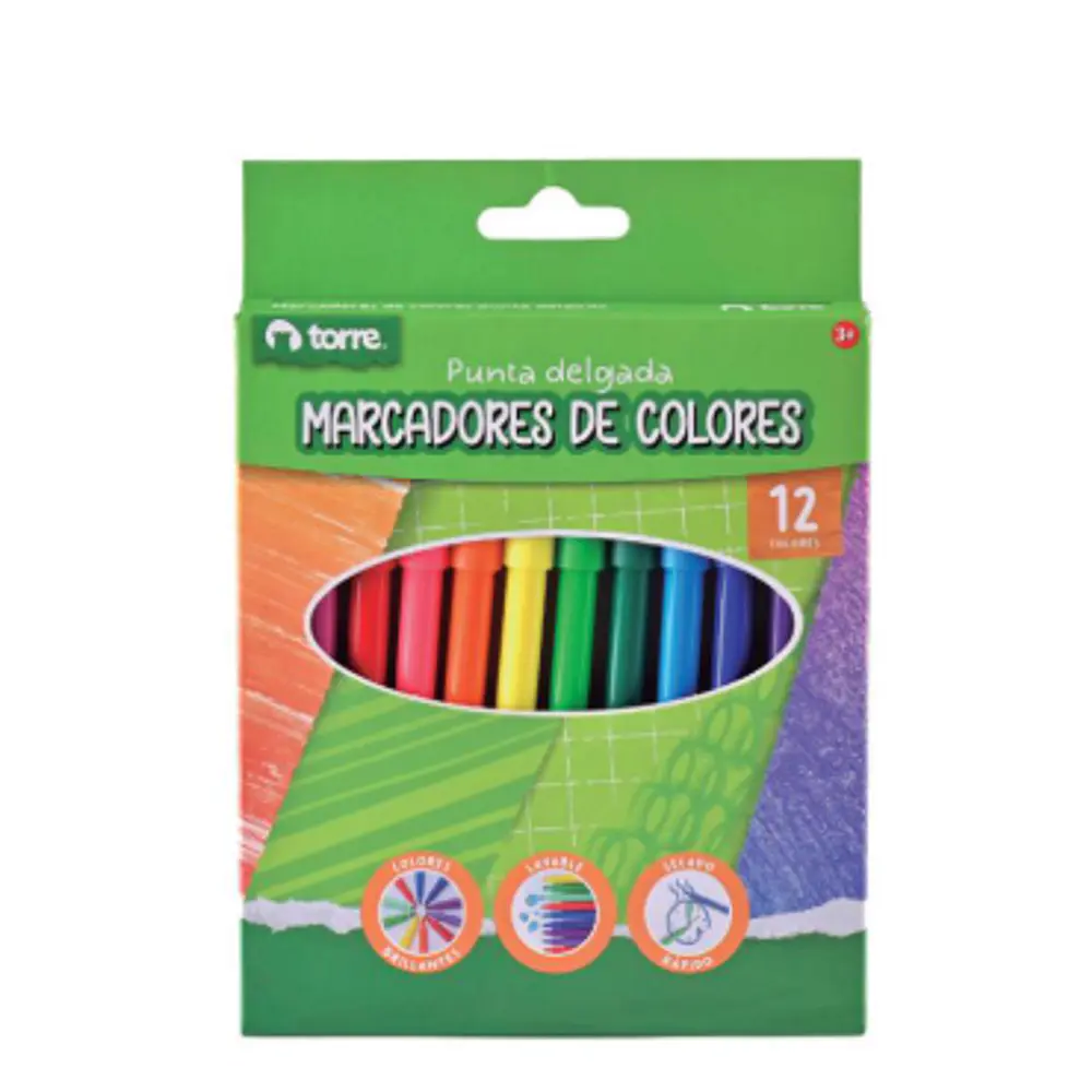 MARCADORES DIBUJO SCRIPTO 12 COLORES
