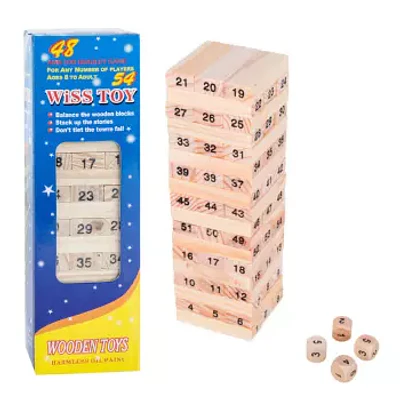 JUEGO YENGA MADERA NATURAL NUMERADA 54PZS