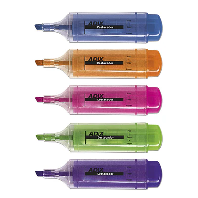DESTACADOR BISELADO TRANSPARENTE ADIX- DIFERENTES COLORES