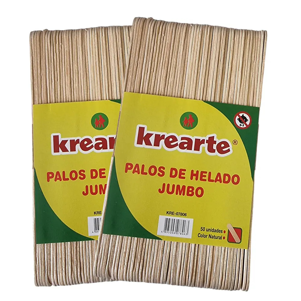 PALOS DE HELADO JUMBO NATURAL 50 UNIDS. KREARTE