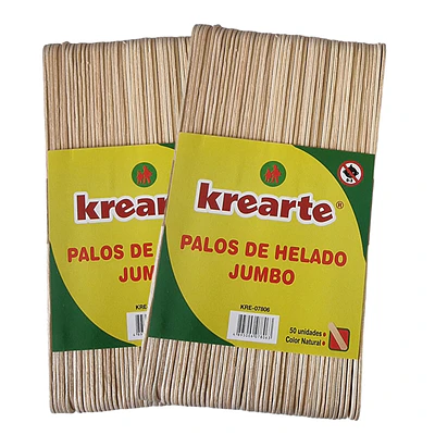 PALOS DE HELADO JUMBO NATURAL 50 UNIDS. KREARTE