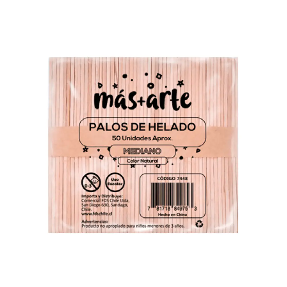 PALOS DE HELADO NATURAL 50 UNIDADES