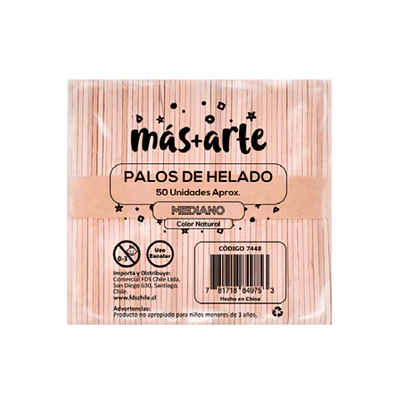 PALOS DE HELADO NATURAL 50 UNIDADES