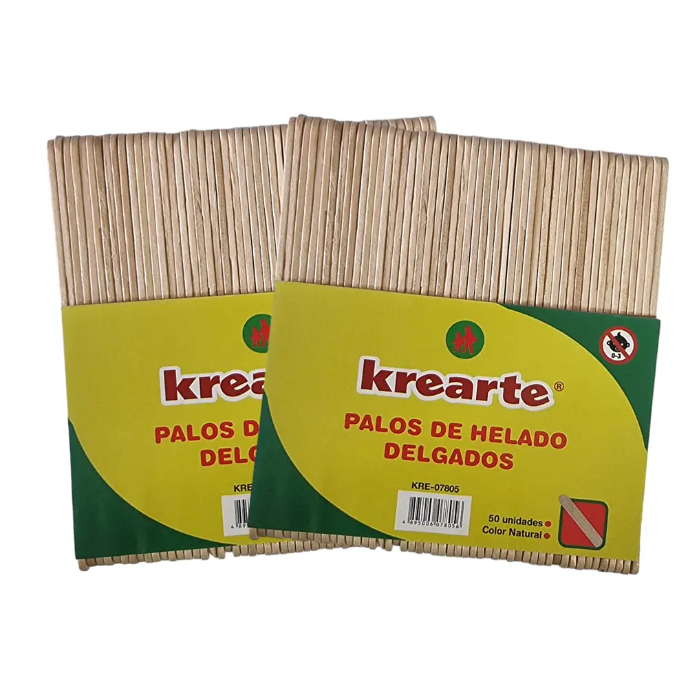 PALOS DE HELADO NATURAL 50 UNIDADES KREARTE