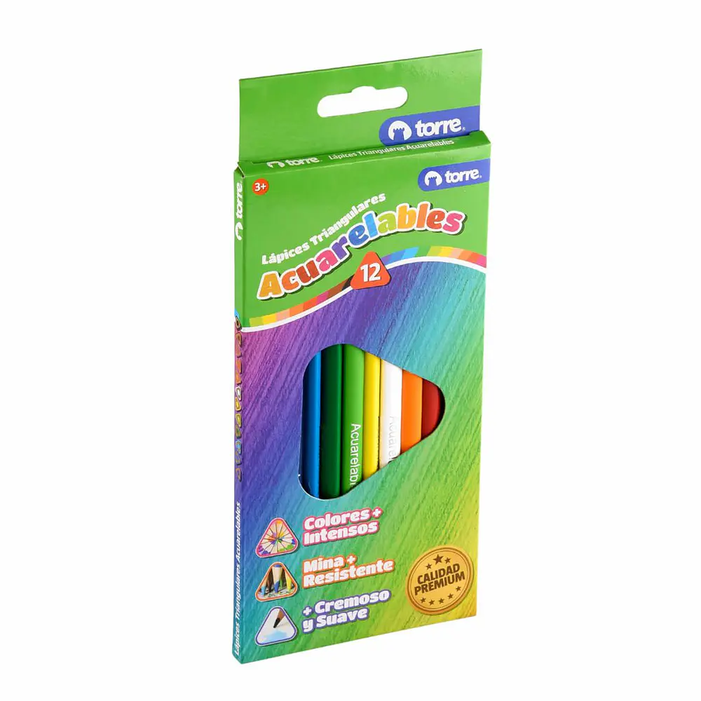 LAPICES 12 COLORES  ACUARELABLES TRIANGULAR