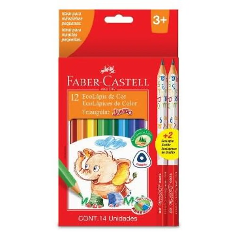 LAPICES 12 COLORES JUMBO CON 2 GRAFITOS