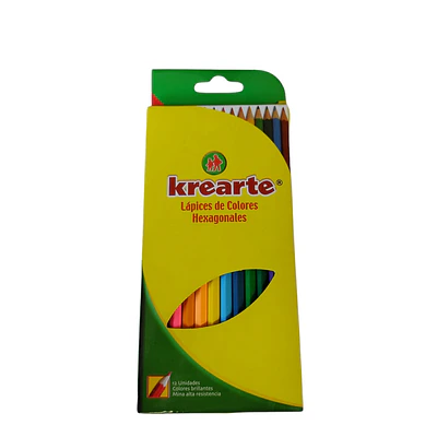 LAPICES 12 COLORES LARGOS HEXAGONALES KREARTE