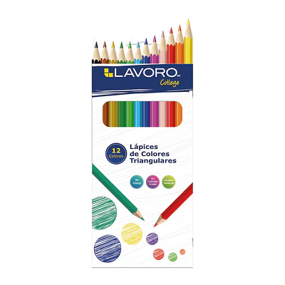 LÁPICES DE COLORES TRIANGULARES 12 UNIDADES 
