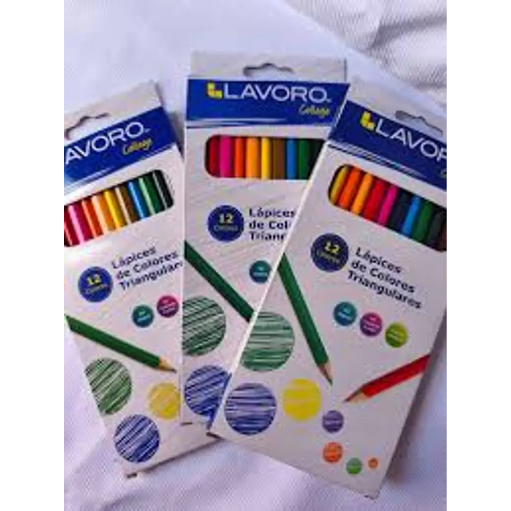 LÁPICES DE COLORES TRIANGULARES 12 UNIDADES 