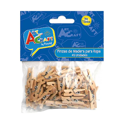 PINZAS DE MADERA ART AND CRAFT COLOR NATURAL