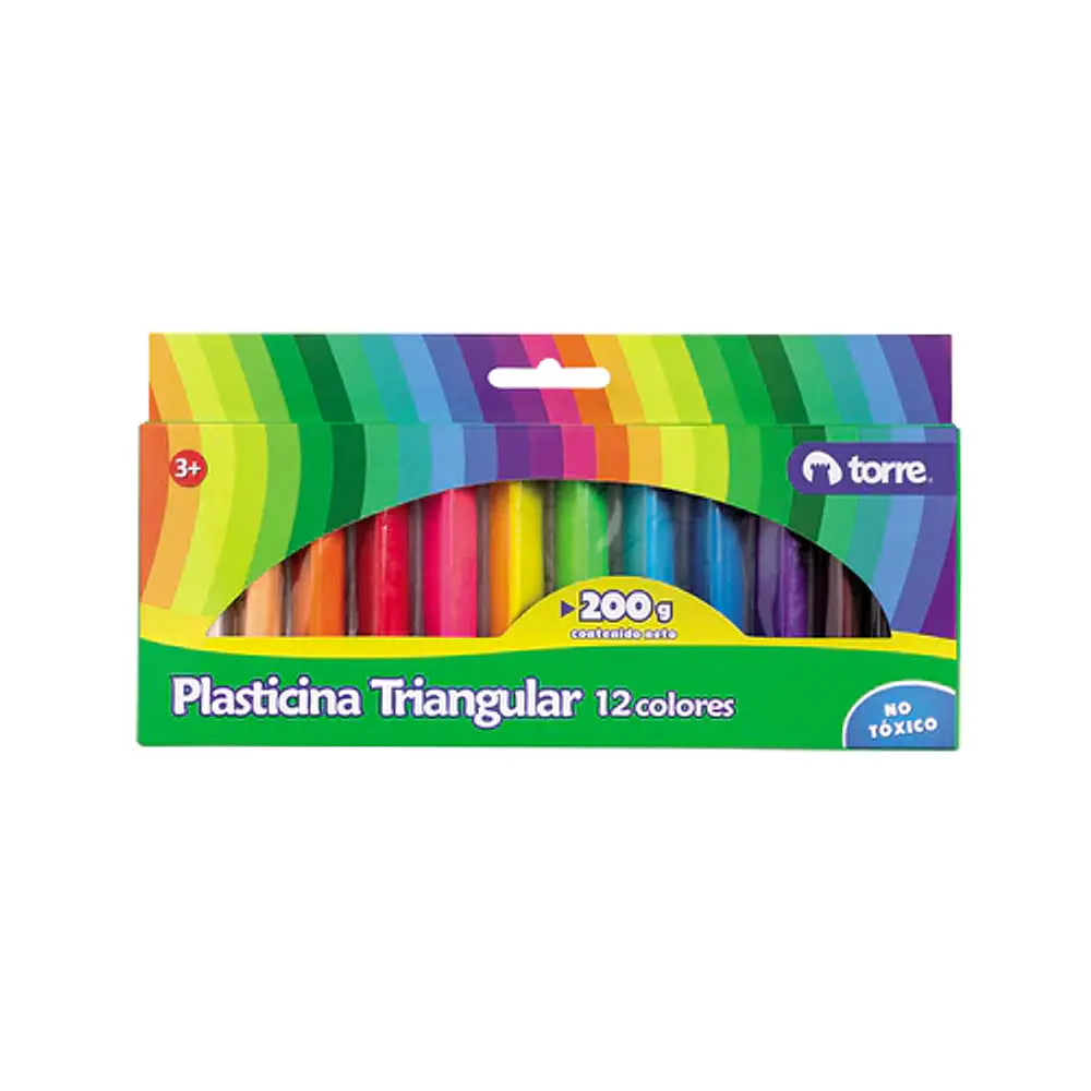 PLASTICINA TRIANGULAR 12 COLORES TORRE