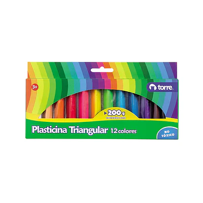 PLASTICINA TRIANGULAR 12 COLORES TORRE