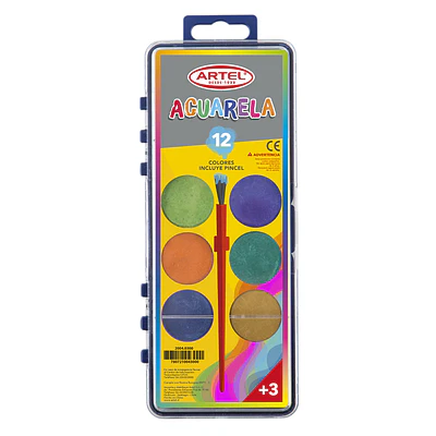 ACUARELA 12 COLORES CAJA ACRILICA