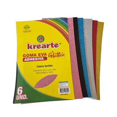 SET DE GOMA EVA GLITTER ADHESIVA KREARTE