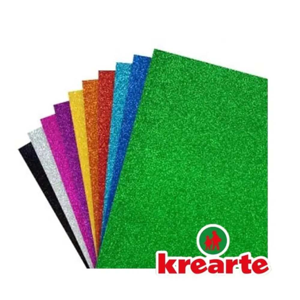 GOMA EVA GLITTER PLIEGO DIFERENTES COLORES KREARTE