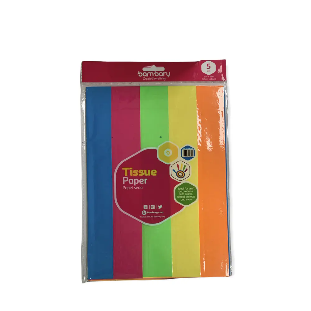 PAPEL SEDA NEON 5 UNIDADES 50x70CM