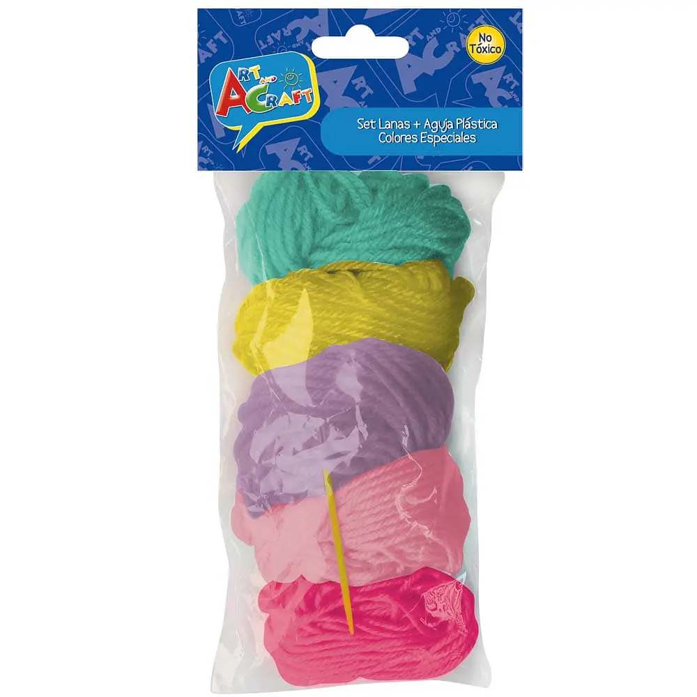 OVILLOS ESCOLARES 5 COLORES PASTEL + AGUJA PL