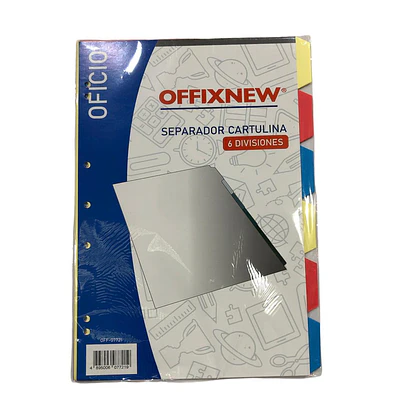 SEPARADOR OFICIO 6 DIVISIONES CARTULINA OFFIXNEW