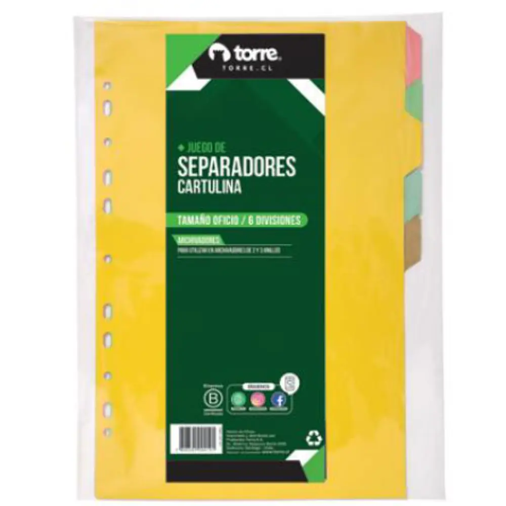 SEPARADOR OFICIO 6 DIVISIONES CARTULINA