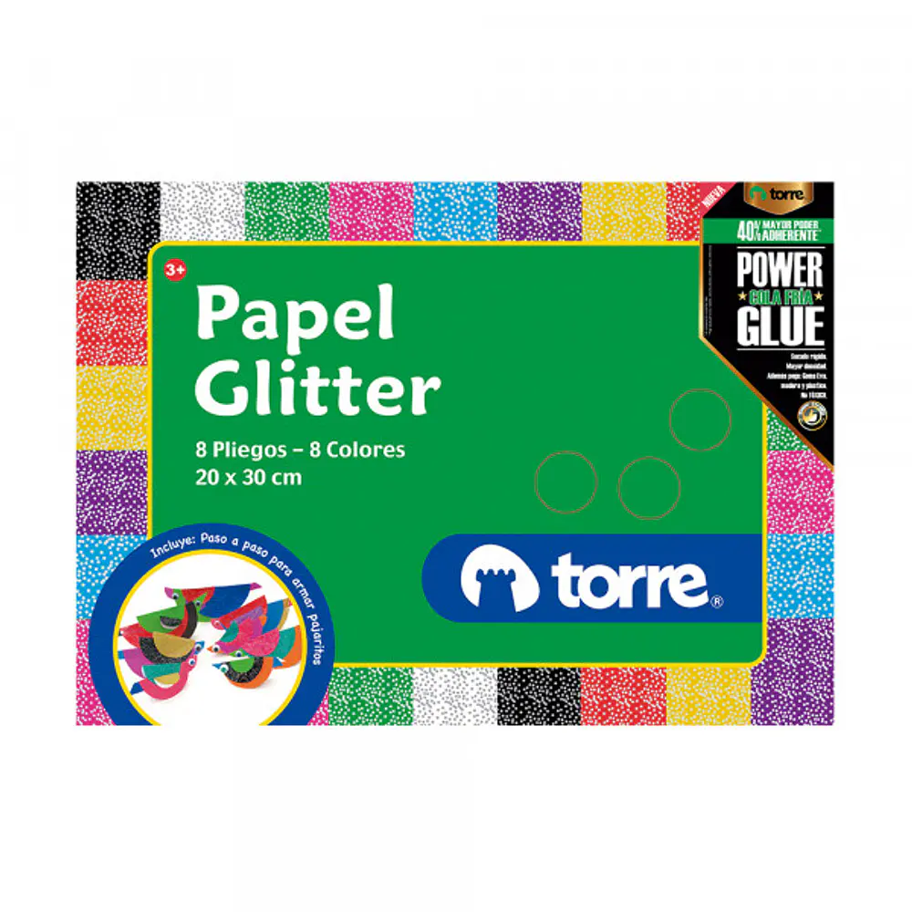 CARPETA ESCOLAR PAPEL GLITTER - TORRE