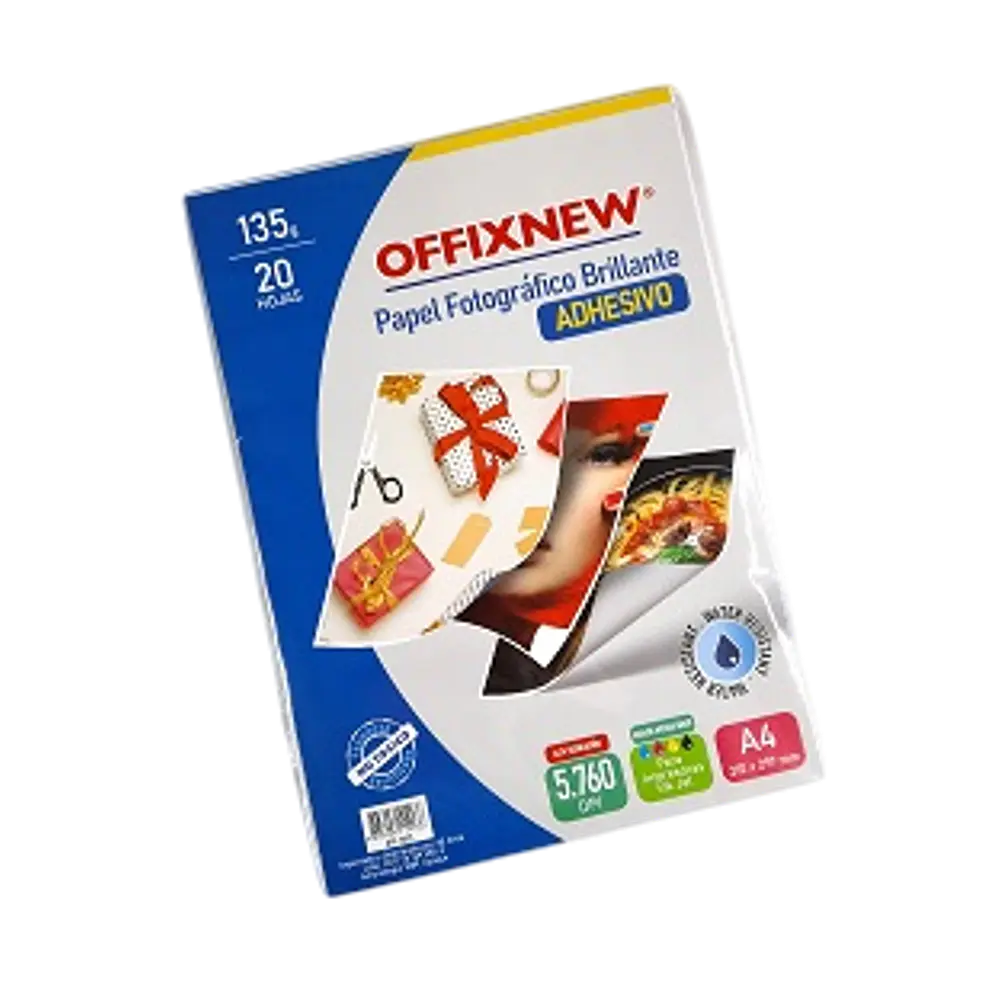 PAPEL FOTOGRAFICO ADHESIVO 135 GRS 20 HOJAS. OFFIXNEW