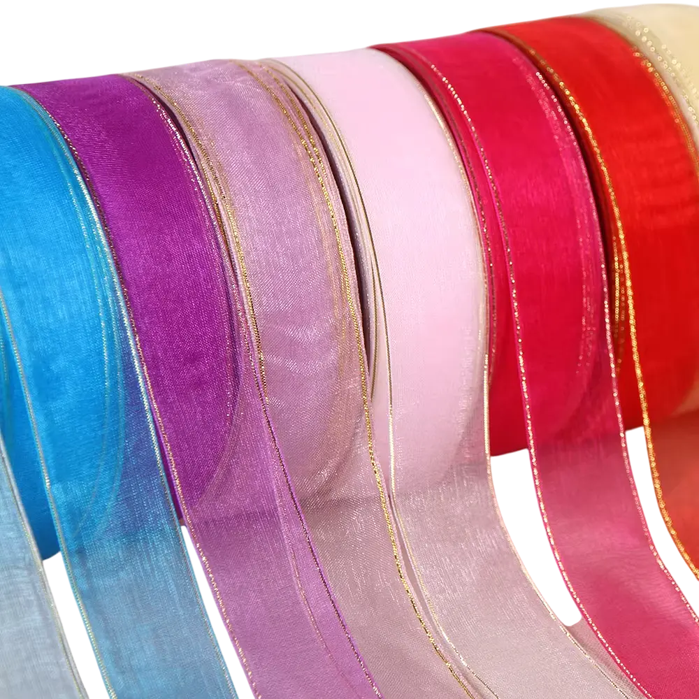 MUSELINA BORDE DORADO - DIFERENTES COLORES 