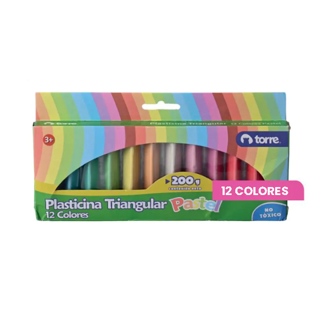 PLASTICINA TRIANGULAR 12COL.PASTEL