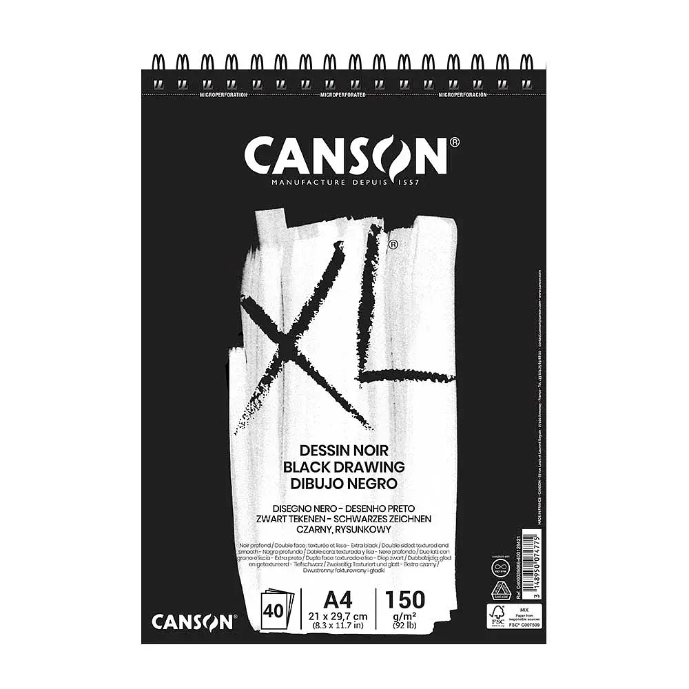CROQUERA XL BLACK 210X297MM. 40HJS.150GRS.