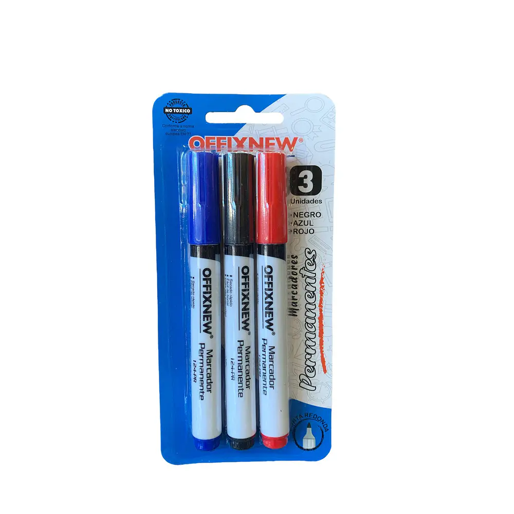BLISTER MARCADOR PERMANTENTE SURTIDO 3 UNIDADES OFFIXNEW