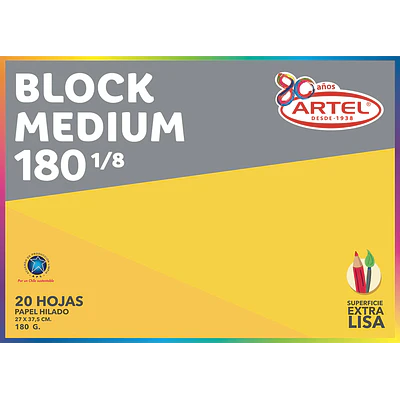BLOCK DIBUJO MEDIUM 180 GRS 1/8 20 HJS