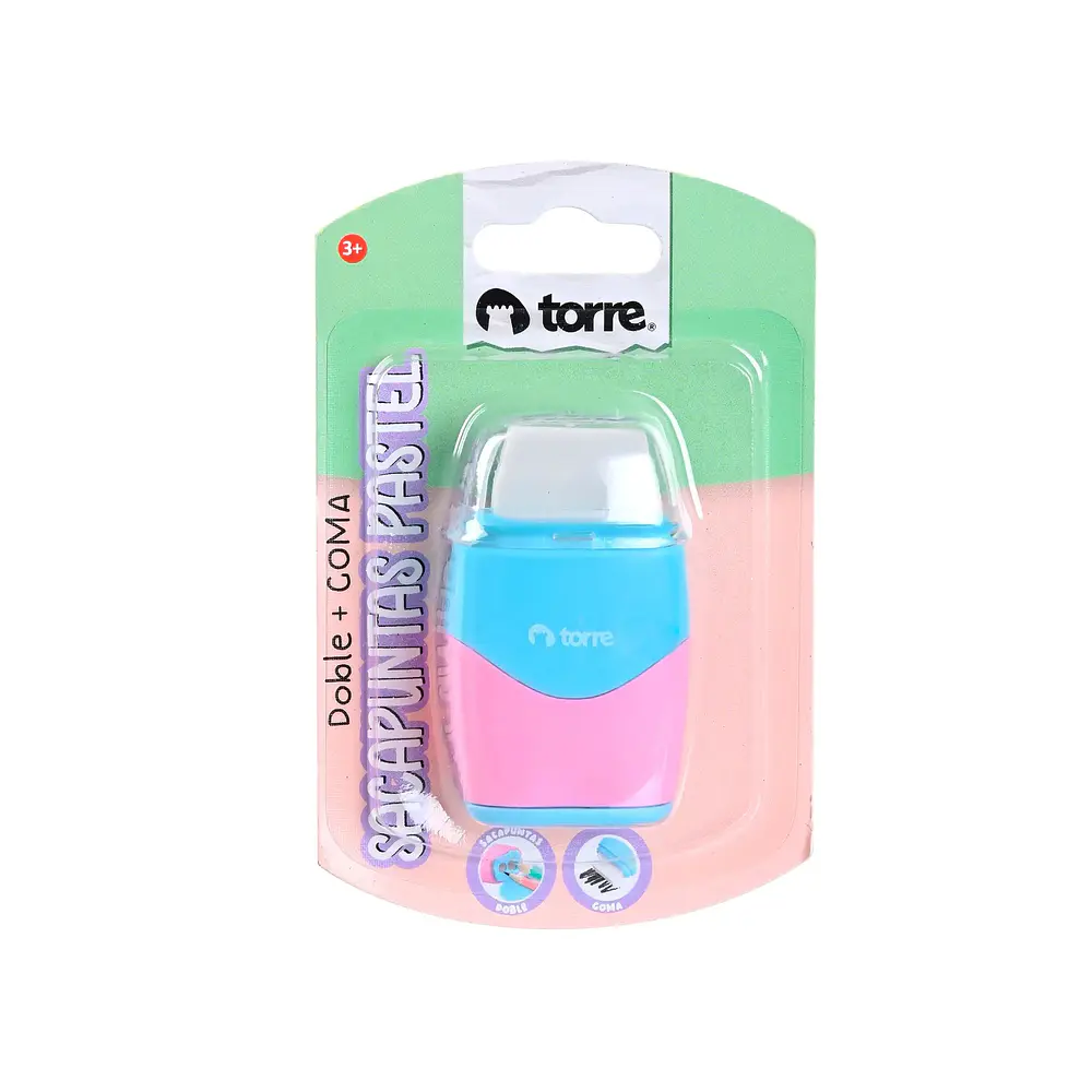 BL.SACAPUNTAS DOBLE + GOM.BORRAR PASTEL
