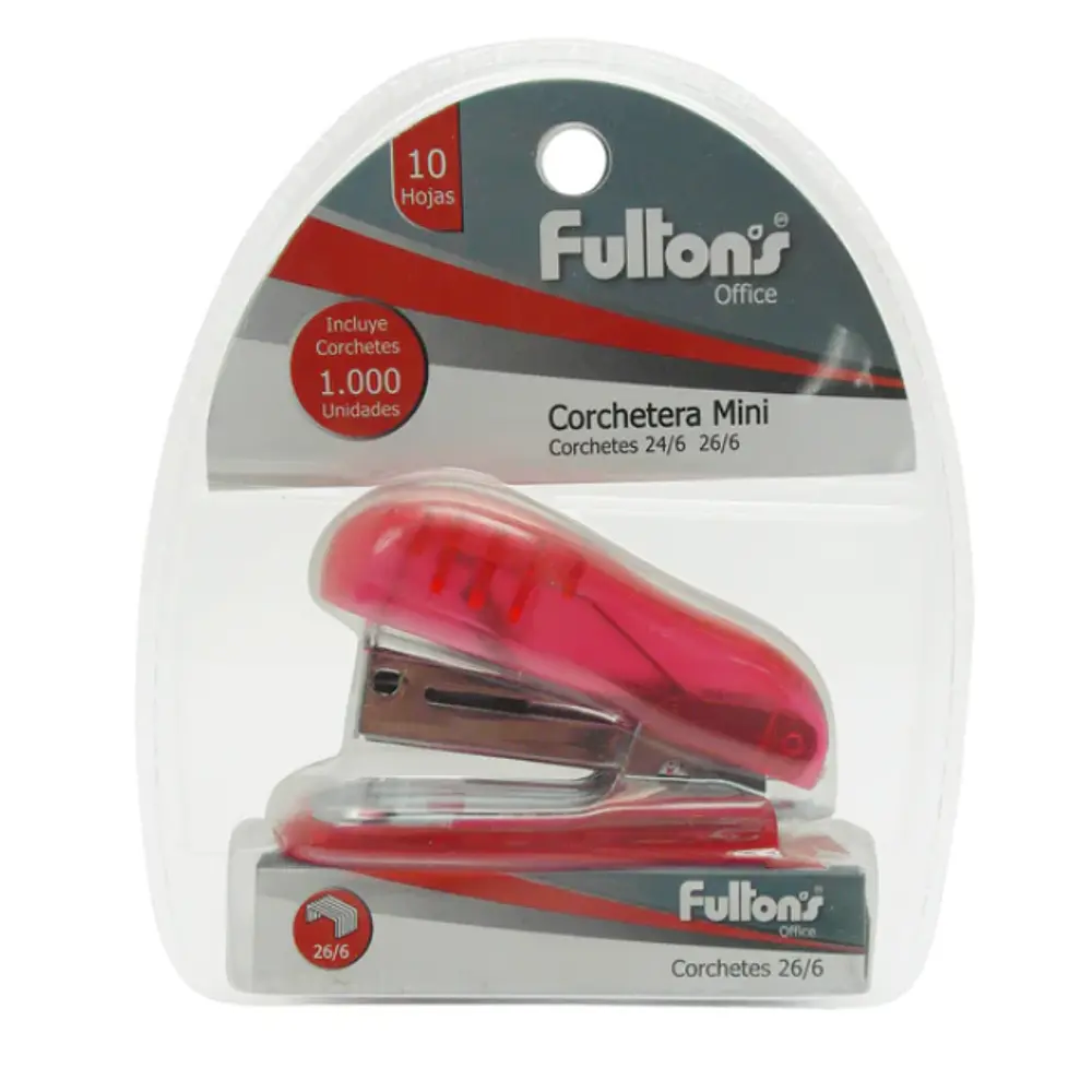 BLISTER CORCHETERA PLASTICA MINI 10 HOJAS ROJA