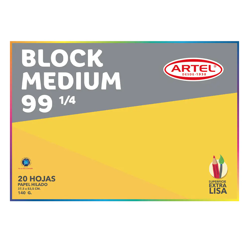 BLOCK DIBUJO MEDIUM 1/4 LISO 20HJS. 140GRS