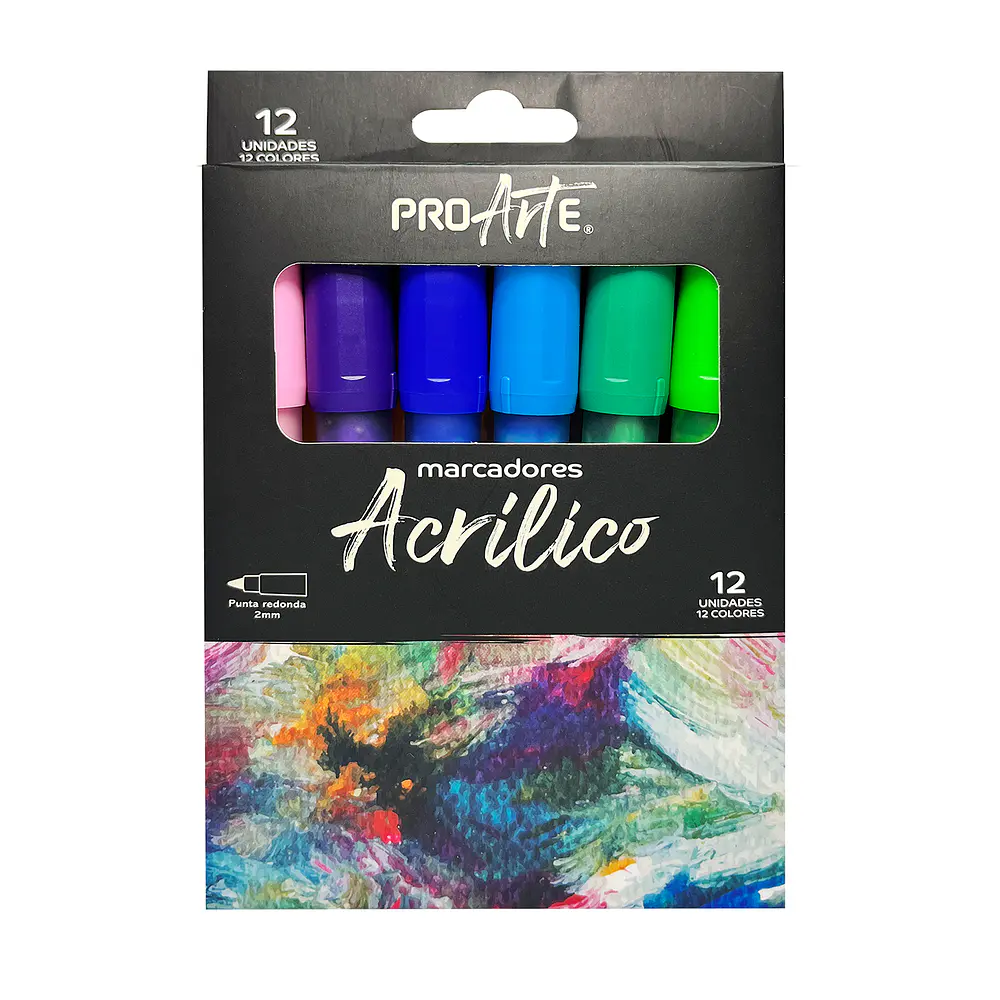 MARCADORES ACRÍLICOS 12 COLORES PROARTE