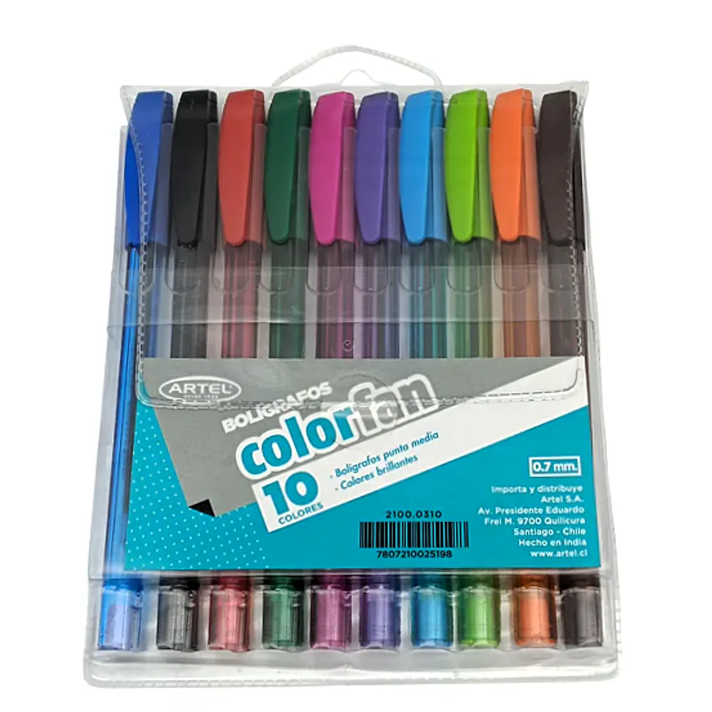 SET 10 BOLIGRAFOS 0,7MM COLORES