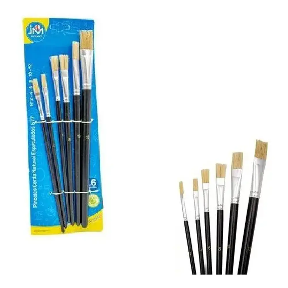 SET DE 6 PINCELES ESPATULADOS ESCOLAR