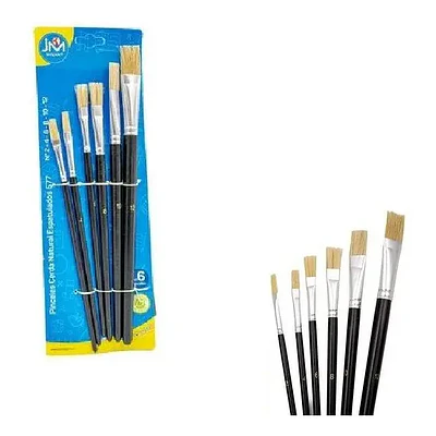 SET DE 6 PINCELES ESPATULADOS ESCOLAR