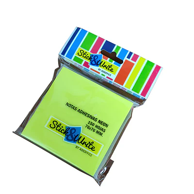 NOTA ADHESIVA 4 COLORES NEÓN 76X76 MM 150 HOJAS